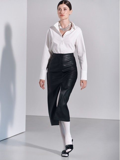 Юбка-midi из экокожи с разрезом LU 2858