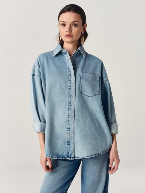 Джинсовая ветровка с отложным воротником и накладным карманом CON-925 - купить в интернет-магазине Conte