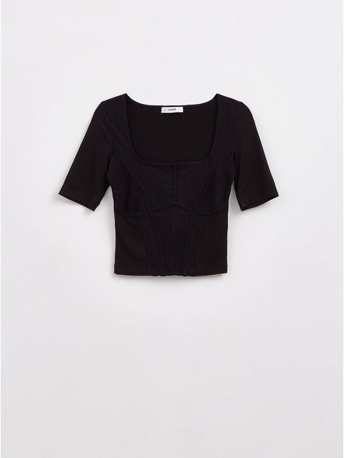 Укороченный джемпер с имитацией корсета LD 2317