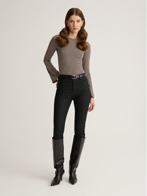 Боди в гусиную лапку с расклешенными рукавами LBD 3145