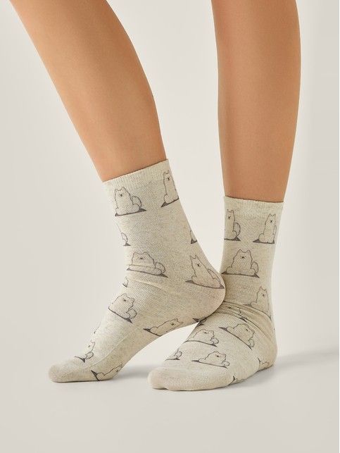 Носки со льном из лимитированной коллекции BEST FRIENDS «Самоед» - купить в интернет-магазине Conte