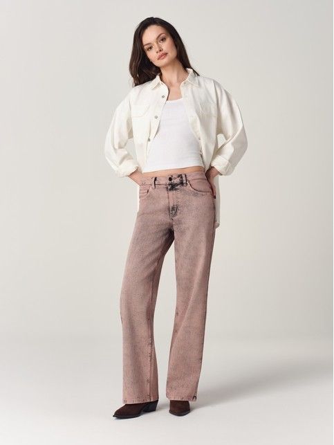 Джинсы straight цвета тёмный коралл с эффектом мятости СON-933 - купить в интернет-магазине Conte