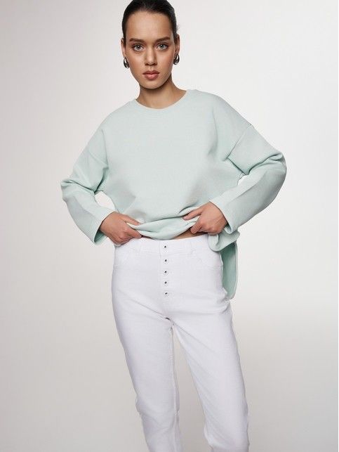 Белые джинсы slim fit с застежкой на пуговицы CON-647