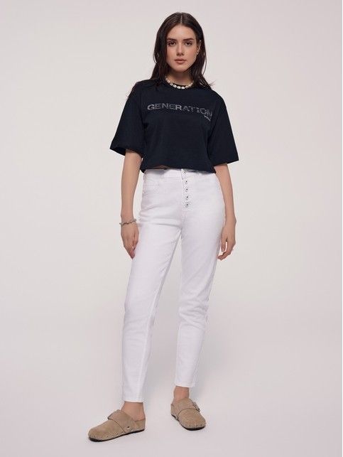 Укороченная футболка из хлопка в рисунком «Heart» LD 2715