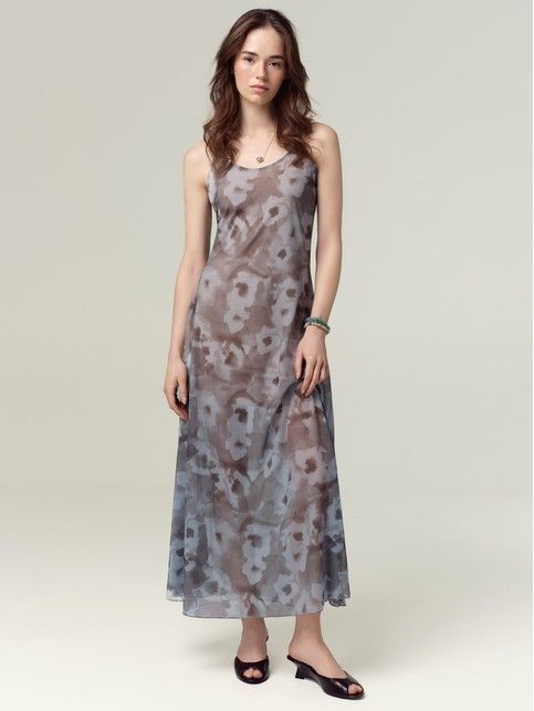 Платье-макси из сетки с рисунком «Lips» на подкладке LSF 3487 - купить в интернет-магазине Conte