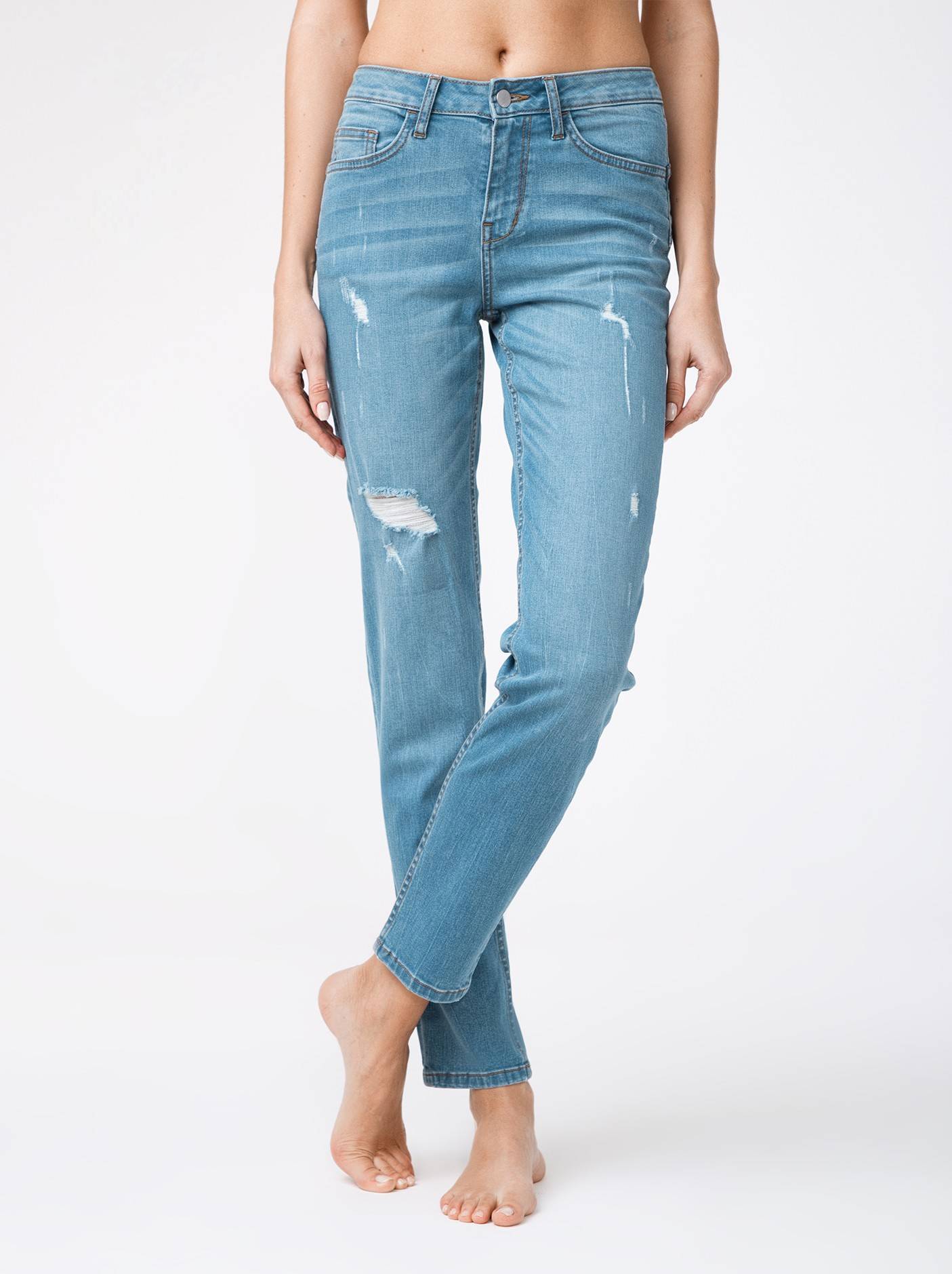 Ультрамодные eco-friendly джинсы с эффектом потертости CON-145 Conte ⭐️, цвет mid blue, размер 164-102 - фото 1