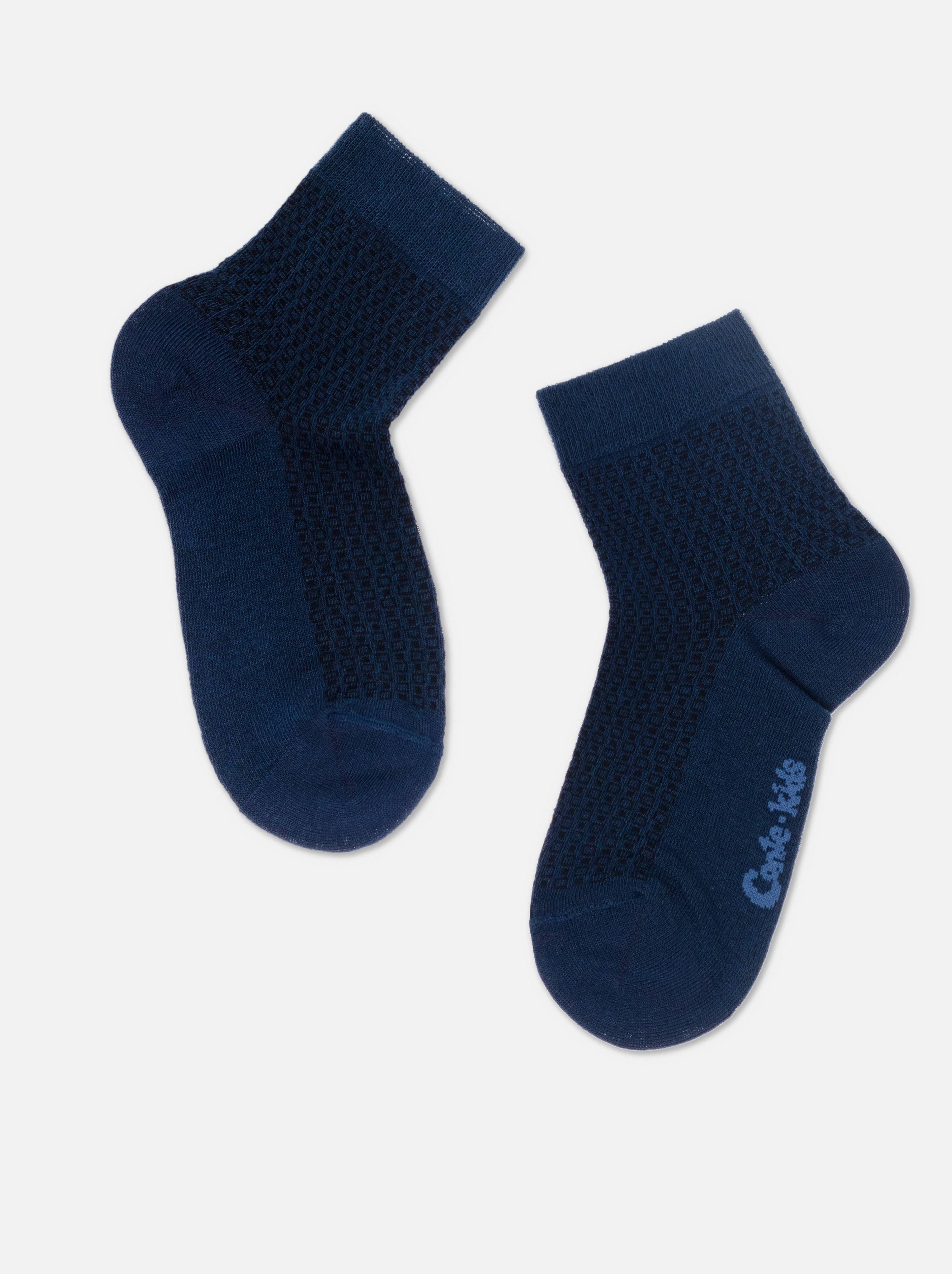 Базовые носки из хлопка с геометрическими рисунками Conte ⭐️, цвет темно-синий, размер 14