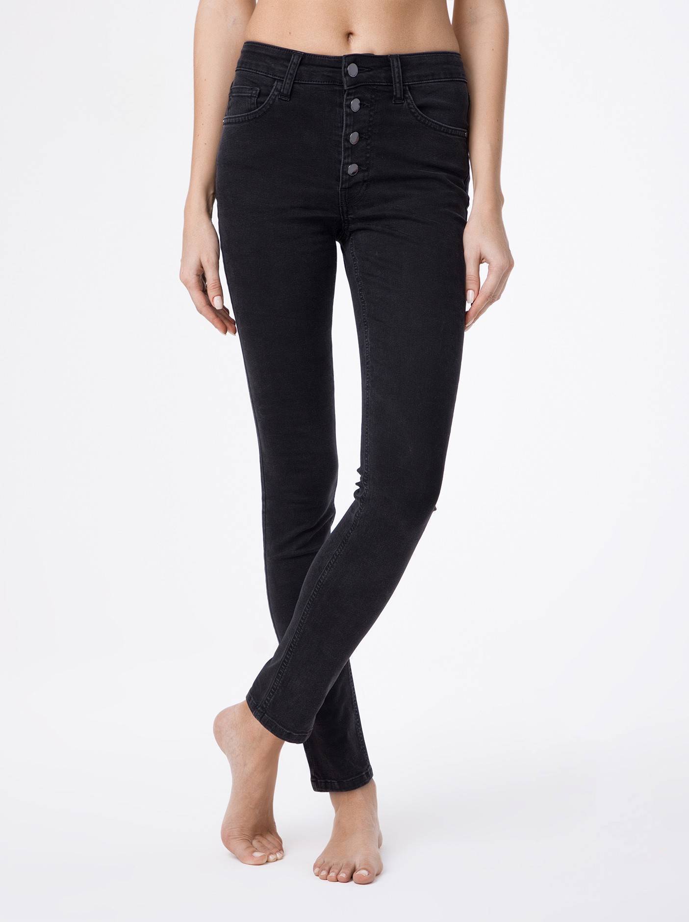 Моделирующие eco-friendly джинсы с высокой посадкой CON-120 Conte ⭐️, цвет washed black, размер 164-102 - фото 1