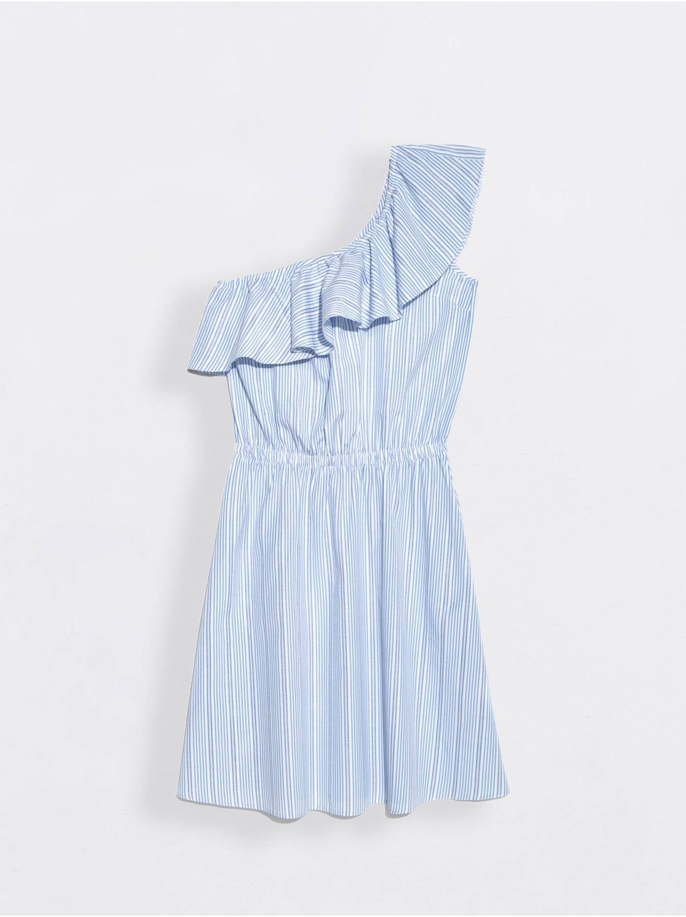 Эффектное платье на одно плечо с воланом  LPL 930 Conte ⭐️, цвет blue-white, размер 170-84-90 - фото 1