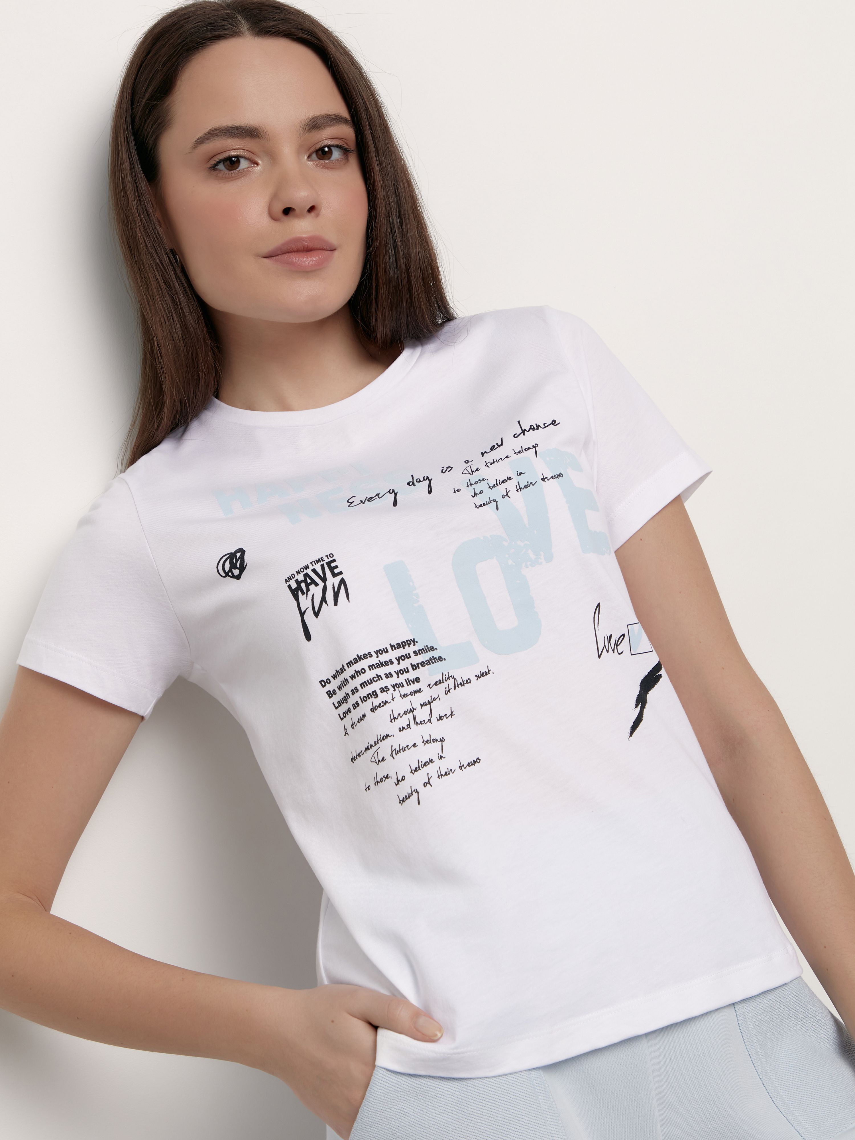 Базовая футболка из хлопка с рисунком «Love» LD 2129 Conte ⭐️, цвет white, размер 170-100/xl - фото 1