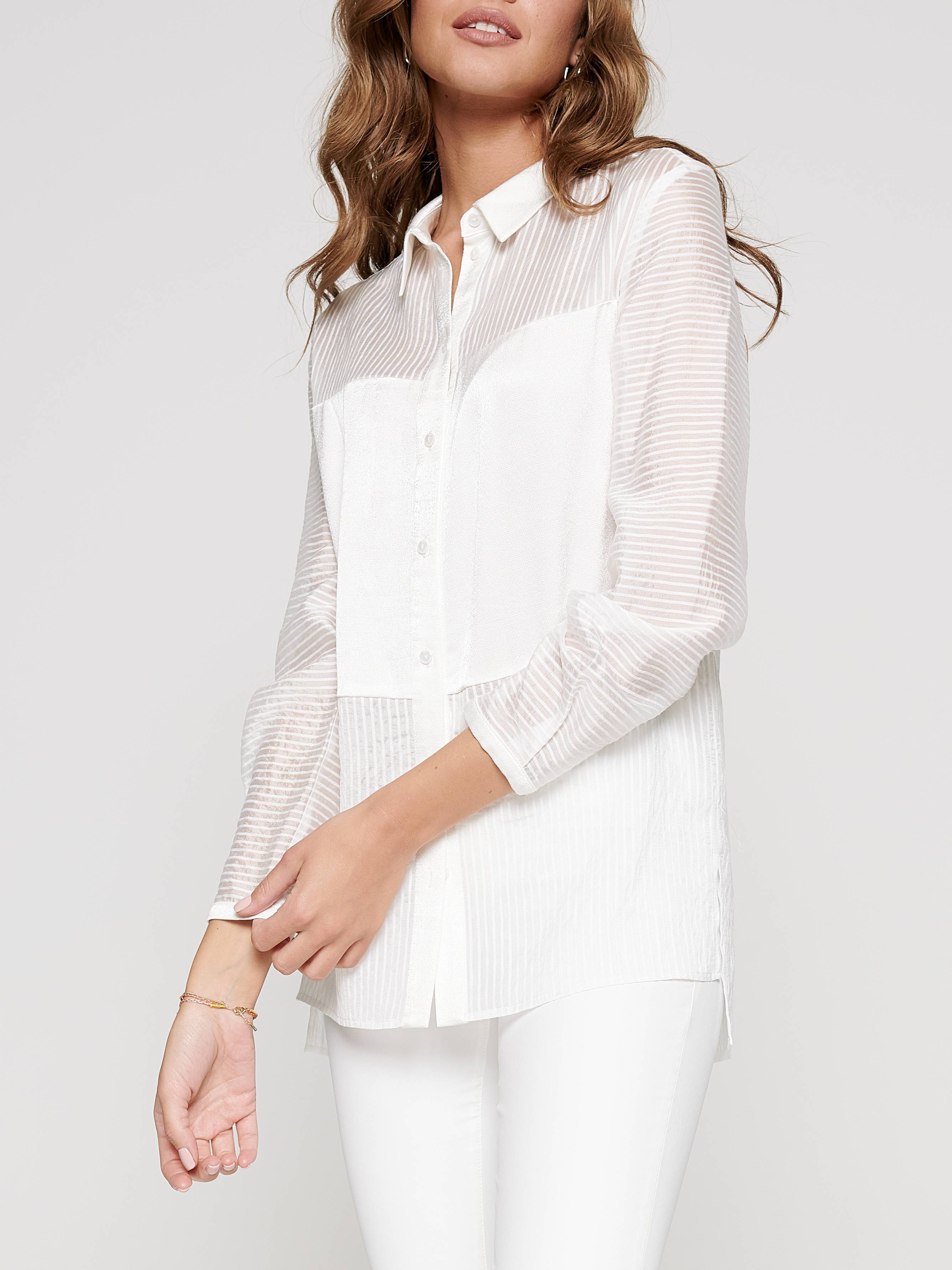 Рубашка в полоску из вискозы премиального качества «ощущение шелка» LBL 1095 Conte ⭐️, цвет off-white, размер 170-100-106 - фото 1